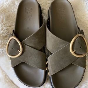 Zara sandals genuine leather
